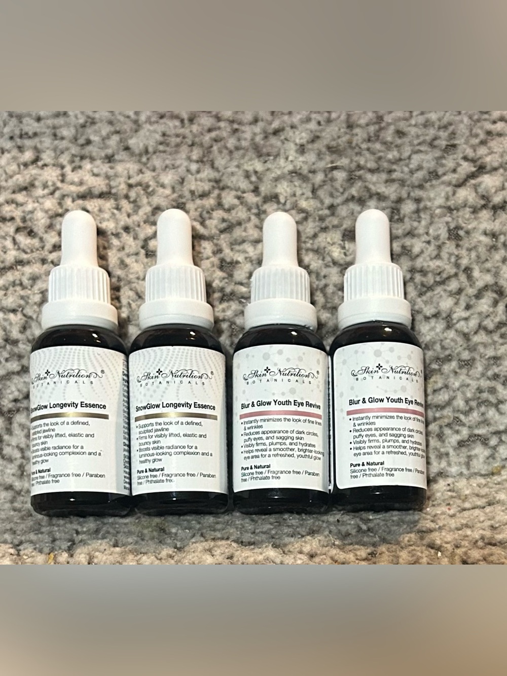 Skin Nutrition SnowGlow Longevity Essence & Youth Eye Revive Face Serum Set of 4